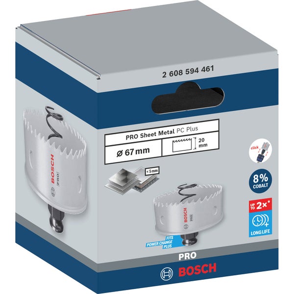 Bosch Pro Sheet Metal PC Plus Lochsäge mit 67 Millimeter Durchmesser in Produktverpackung