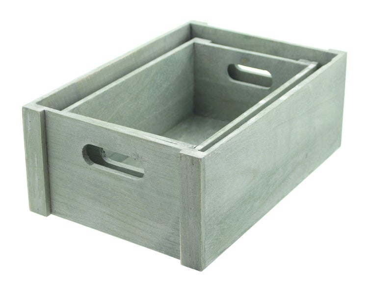 FRANK FLECHTWAREN | Universalkiste Präsent, 2er Set, HOLZ, 29 x 18 x 11 cm, 34 x 23 x 13 cm, ohne Inhalt