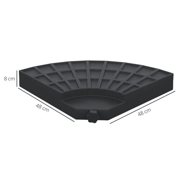 Outsunny Sonnenschirmgewicht 4-tlg. Schirmgewicht für Sonnenschirm mit 52 kg Wasser oder 68 kg Sand befüllbar HDPE Schwarz