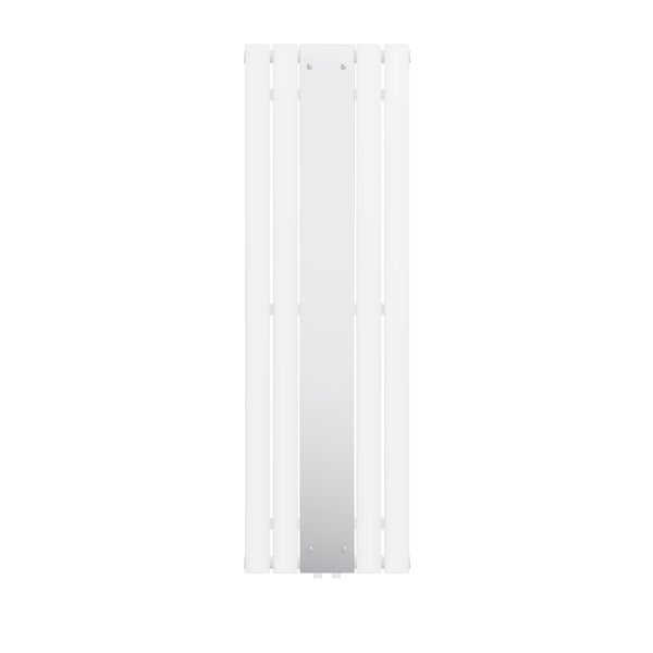 LuxeBath Badheizkörper Flach 1600 x 450 mm Weiß mit Spiegel, Design Paneelheizkörper Mittelanschluss Heizung, Flachheizkörper Vertikal Einlagig, Spiegelheizkörper Glasheizkörper, inkl. Montage-Set
