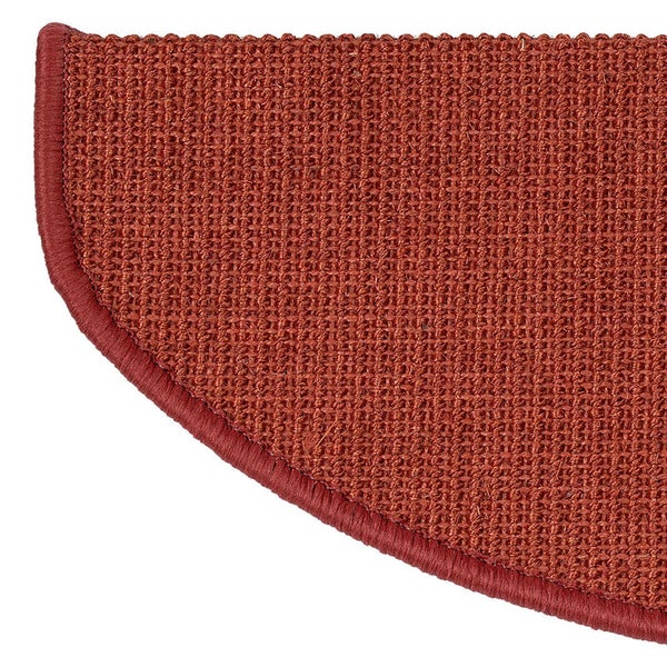 FLOORDIREKT Stufenmatte aus Sisal - Pure Nature - Umkettelt & Selbstklebend - Rot - 19 x 56 cm - Halbrund