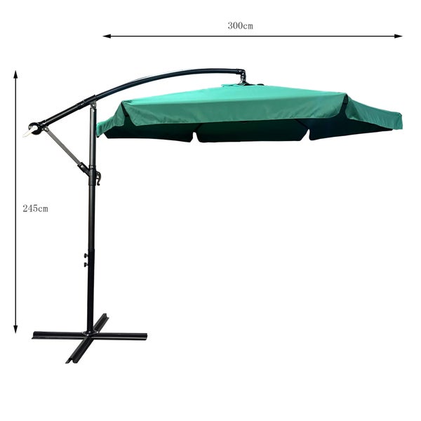 Freiarmschirm mit den Maßen 300 mal 245 Zentimeter