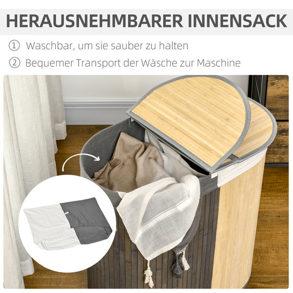 Wäschekorb aus Bambus mit herausnehmbarem Innensack