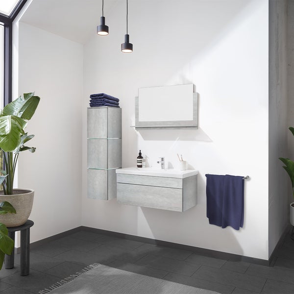 Home Deluxe - Badmöbel-Set - WANGEROOGE BIG Grau - Large - inkl. Waschbecken und komplettem Zubehör - Breite Waschbecken: 60 cm | Badezimmermöbel Waschtisch Badmöbelset