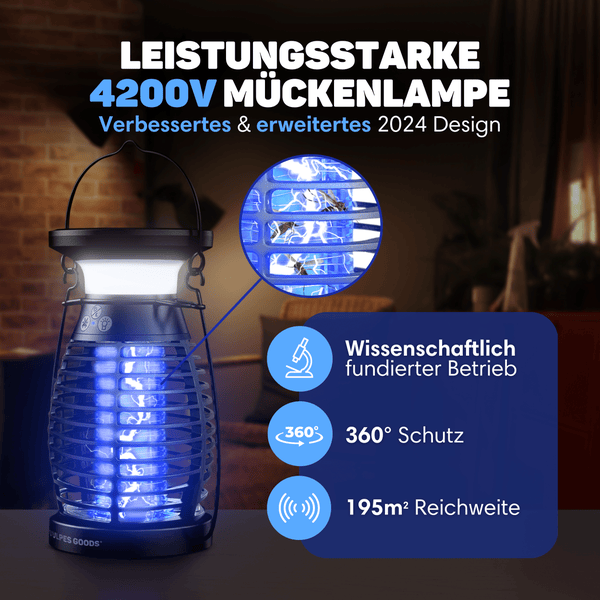 Vulpes Goods Mückenlampe - UV Elektrischer Mückenvernichter - Solar-USB-Aufladbares Anti-Mücken-Gerät