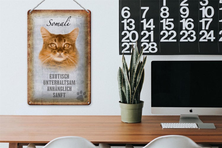 Blechschild Spruch 20x30cm Somali Katze Schild deko