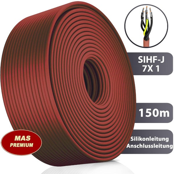 Silikonkabel SIHF-J 7 mal 1 Quadratmillimeter 150 Meter Ring für Elektroinstallationen