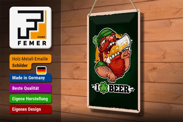Blechschild Spruch i love Beer Bier 20x30cm