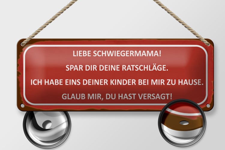 Blechschild Spruch 27x10cm liebe Schwiegermama spar dir Dekoration