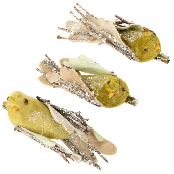 Dekorativer Vogel mit Klammer zum Befestigen, dreifach