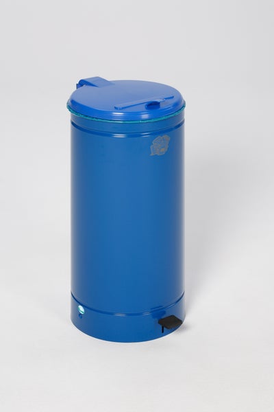 PROREGAL Großvolumiger Tretabfallsammler Mit Euro Pedal Für 60 70 Liter Säcke HxBxT 70 x 45 x 45 cm Verzinkter Stahl Blau