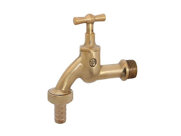 Auslaufventil aus Messing mit Knebelgriff und Schlauchanschluss