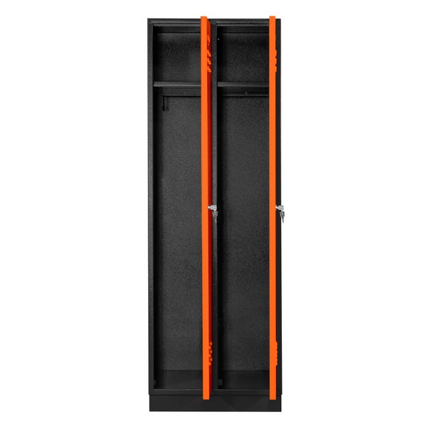 PROREGAL Garderobenschrank Ermine mit 2 Türen | HxBxT 178x60x50cm | Anthrazitgrau/Orange | Spind, Aufbewahrungsspind, Arbeitsschrank