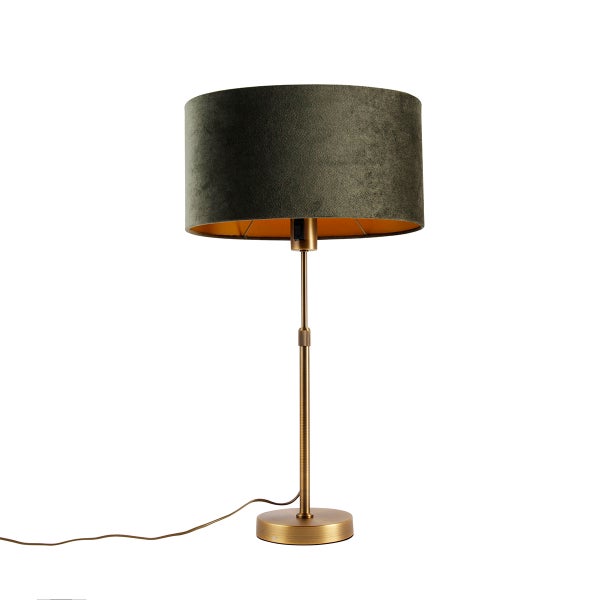 Tischleuchte mit Stoffschirm und Metallfuß