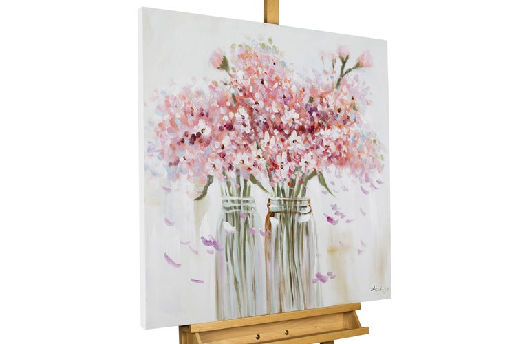 Handgemaltes Gemälde Acrylfarbe 80x80cm Rosa