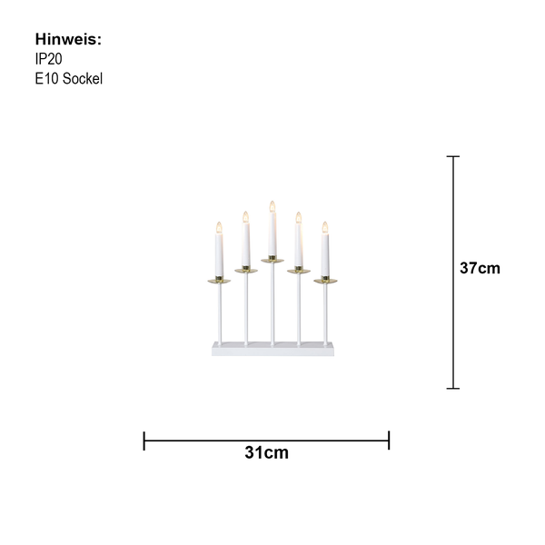 Weihnachtsleuchter mit fünf Lichtern und Abmessungen