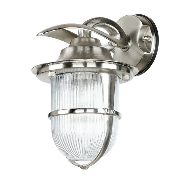 Wandleuchte mit geriffeltem Glas und Metallgehäuse