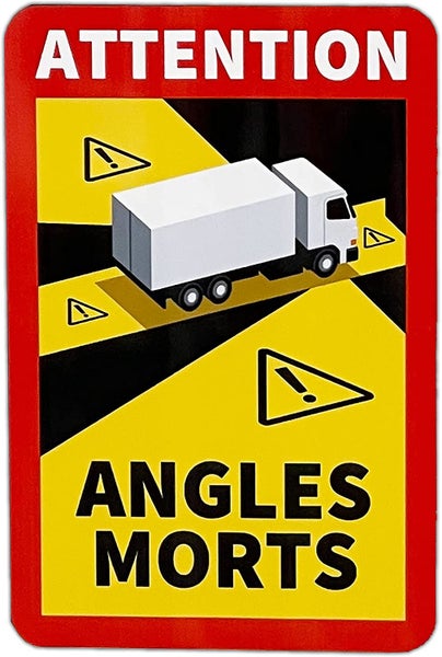 UvV Schild Toter Winkel Angles Morts Frankreich 250 x 170 für LKW oder BUS & CAMPER geeignet / LKW-Adhäsivfolie