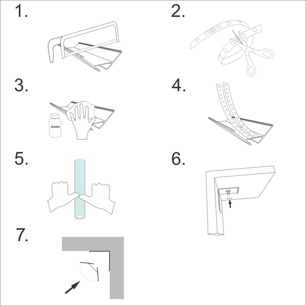 TIVENDIS Led Alu Profil 2 m ER20 Komplett Set für Strip / Streifen bis 20 mm breit | Abdeckung transparent klar, Endkappen, Befestigungclips | L-Form Winkel Ecke Winkelprofil Eckprofil eloxiert
