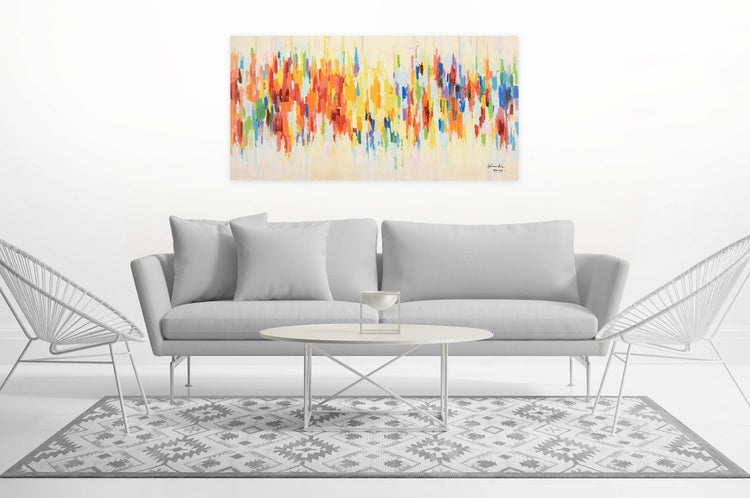 Handgemaltes Gemälde Acrylfarbe 120x60cm Bunt