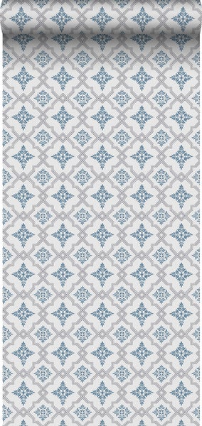 Duro Tapete Fliesenmuster Graublau - 53 cm x 10.05 m - 661181