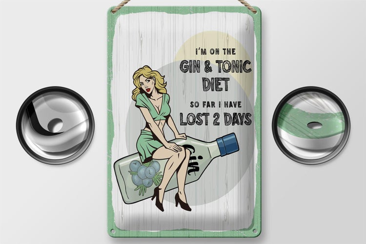 Blechschild Spruch Pinup I´m on the Gin & Tonic Diet 20x30cm
