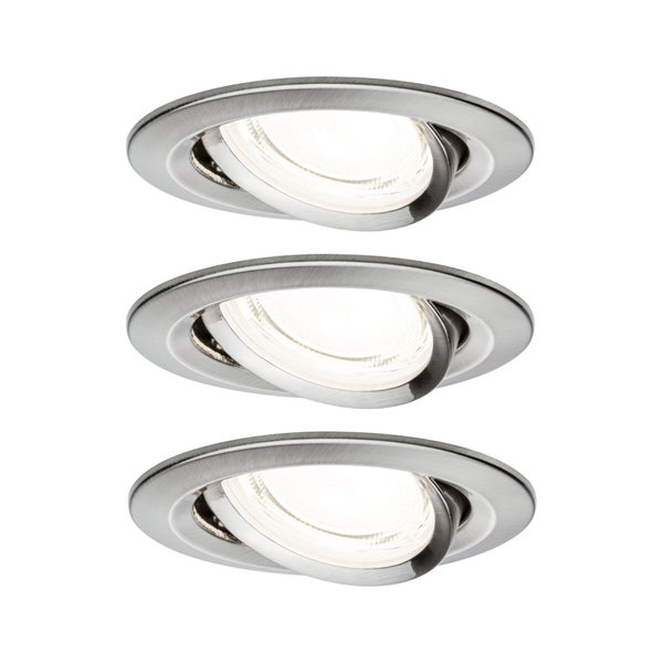 LED Einbauleuchte Nova Coin 3er-Set rund 84mm 50° 3x2,8W 3x505lm 230V 4000K Eisen gebürstet
