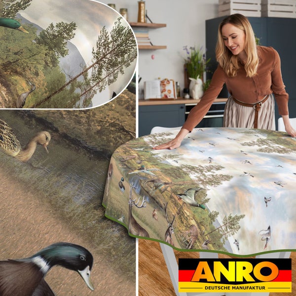 Runde Tischdecke mit Wildtiermotiv in einem Küchendekor, Anro Logo
