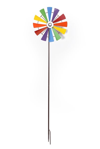 FRANK FLECHTWAREN | Windrad Regenbogen, METALL, ca. Ø 30 cm, GH 120 cm
