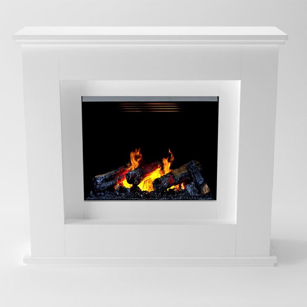 GLOW FIRE Elektrokamin 'Athene Opti Myst' | Wasserdampf Kamin mit Heizung inkl. Holz in weiß als Standkamin| HxBxT: 118x122x37 cm