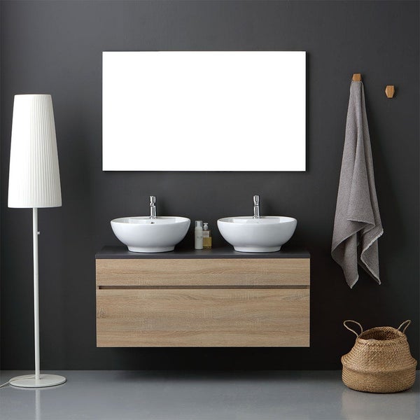 Badmöbel Set mit Doppel-Aufsatzwaschtisch, 120cm | Sole