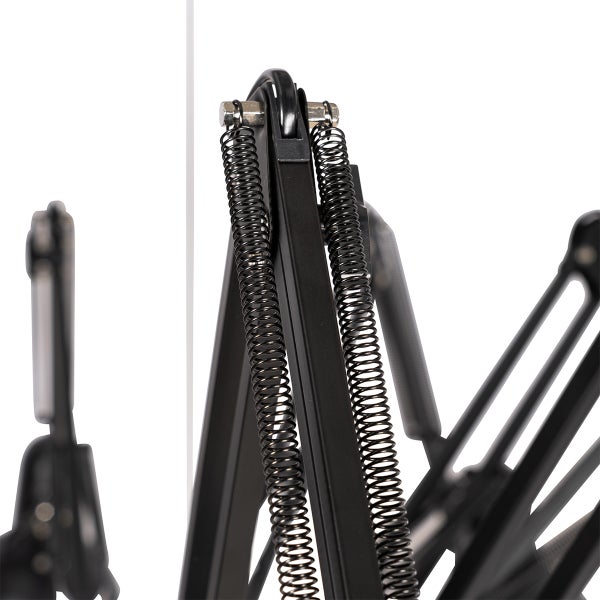 Detailaufnahme eines Mikrofonarms mit Federn und Metallrahmen
