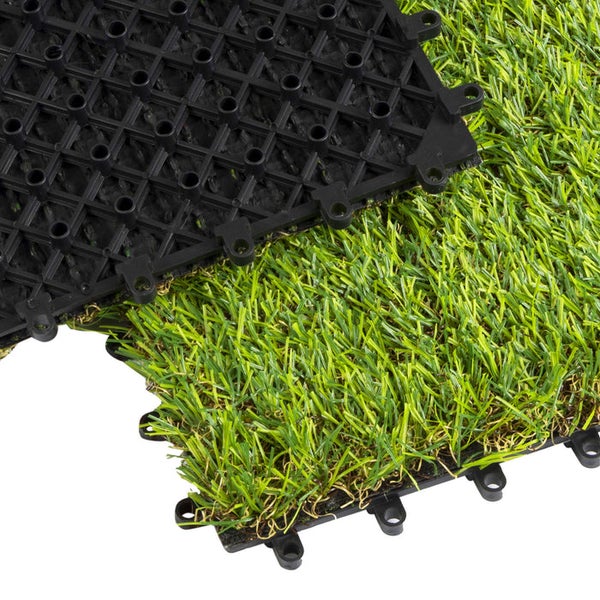 FLOORDIREKT Klickfliesen Kunstgras 30 x 30 cm - Kunstrasen Terrassenfliesen - 11er-Set