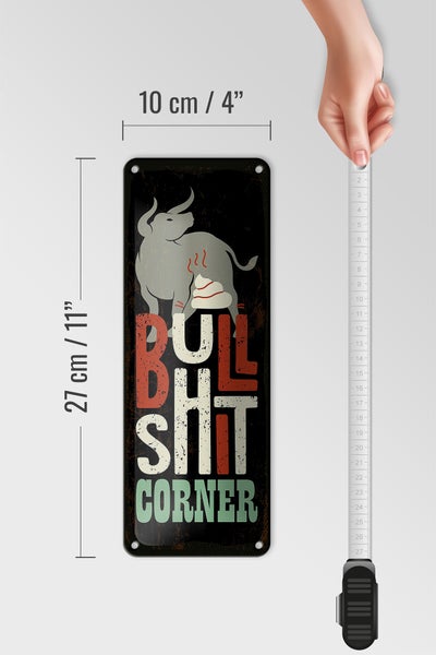 Blechschild Spruch Bullshit Corner Stier 10x27cm