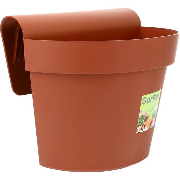 Geländertopf Balkon mit Wasserspeicher Blumentopf Zaun Blumenkasten Geländer Geländerkasten Balkontopf Balkonkasten Terracotta