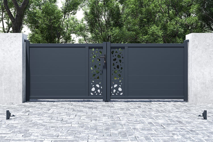 Flügeltor 3,5 m SUNNY H.120 graues Aluminium