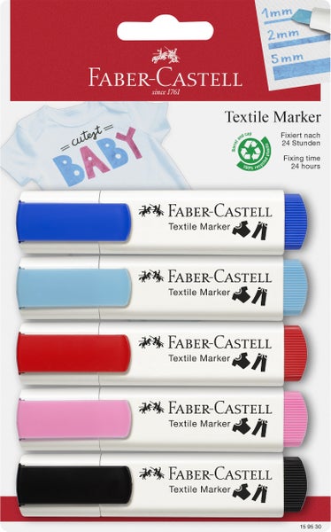 Faber-Castell Textilmarker Baby-Party 5er Set