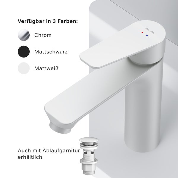 AM.PM Waschtischarmatur mit Einhebelmischer FTA02133 Hit Weiß matt