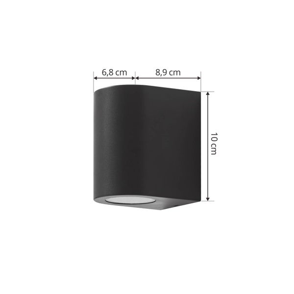 PRIOS Wandleuchte außen Irfan (spritzwassergeschützt (Modern) in Schwarz (1 flammig, GU10) - Außenwandleuchten Wandlampe Led Außenlampe Outdoor für Außenwand/Hauswand