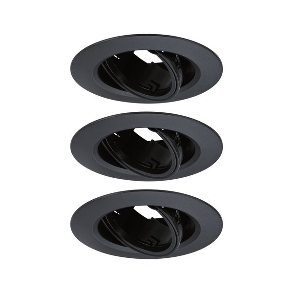 Einbauleuchte 3er-Set schwenkbar rund 90mm 30° GU10 max. 3x10W 230V dimmbar Schwarz