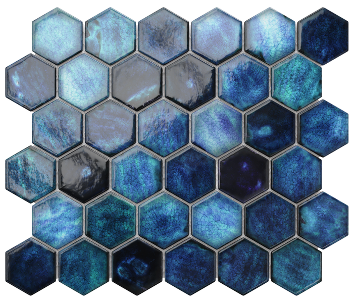 Keramikmosaik auf Netz für Bad oder Küche 31.2cm x 27cm - Mixed Ocean Hive
