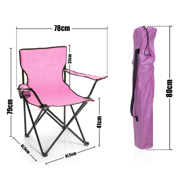 BigDean Faltstuhl PINK Campingstuhl Anglerstuhl mit Getränkehalter & Tragetasche - Anglersessel klappbar - Klappstuhl Gartenstuhl Faltstuhl Relaxsessel Angelsessel faltbar