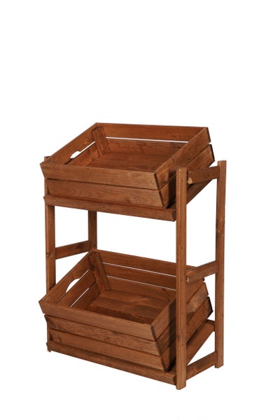 PROREGAL Getränkekistenregal SPREEWALD HxBxT 86x70x33cm 2 Ebenen Massives Kiefernholz Braun geölt