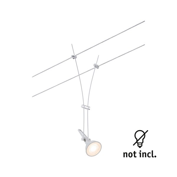 Seilsystem Spot aus Metall, Montage an zwei parallelen Seilen, Leuchtmittel nicht im Lieferumfang enthalten.