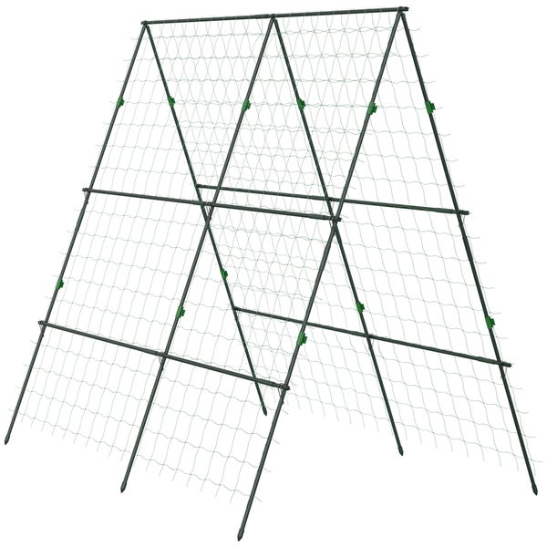 Outsunny Rankgitter aus Metall zum Stecken rostfrei Rankhilfe für Kletterpflanzen Gurken Spalier 180x100x180cm Rosenbogen Garten Spalier für Tomaten, Gemüse Blumen Kletterpflanzen Grün