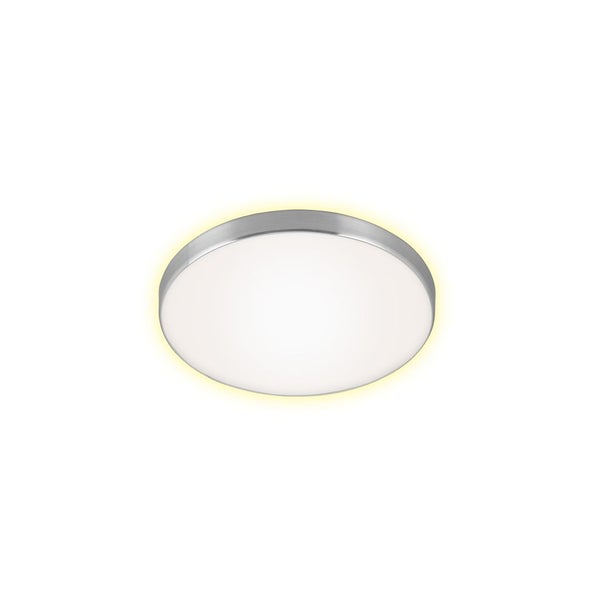 LED Deckenleuchte Deckenlampe 12W weiß-silber Metall-Kunststoff Ø28,5cm Briloner