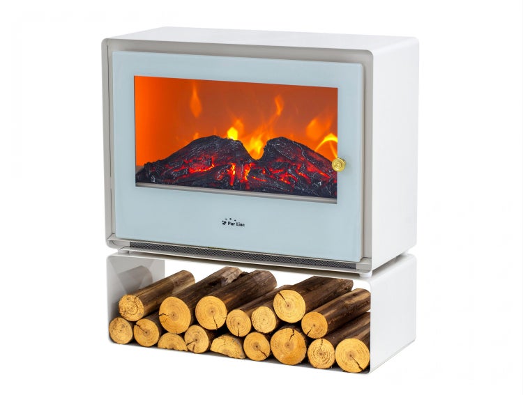 Dekorativer Elektrokamin mit Holzscheitfach