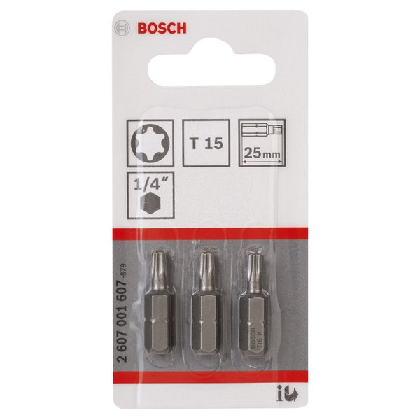 Bosch 3x Schrauberbit Extra-Hart, T15, 25 mm - 2607001607