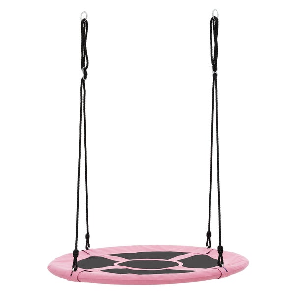 ECD Germany Nestschaukel Ø100 cm, Pink, Tellerschaukel für Kinder & Erwachsene, Höheverstellbare Kinderschaukel Outdoor, Hängeschaukel 150 kg belastbar, Gartenschaukel Rundschaukel geschlossener Sitz