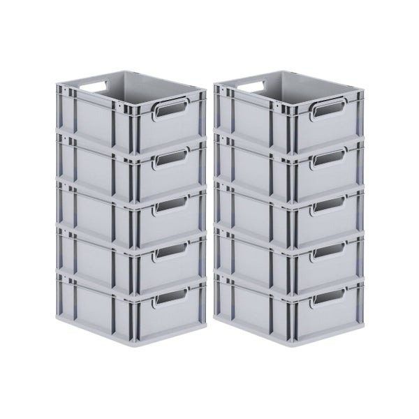 PROREGAL Spar Set 10x Eurobox Nextgen Economy Mit Scharnierdeckel & Blauen Schiebeschnappverschlüssen Griffe Offen HxBxT 17 x 30 x 40 cm 16 Liter